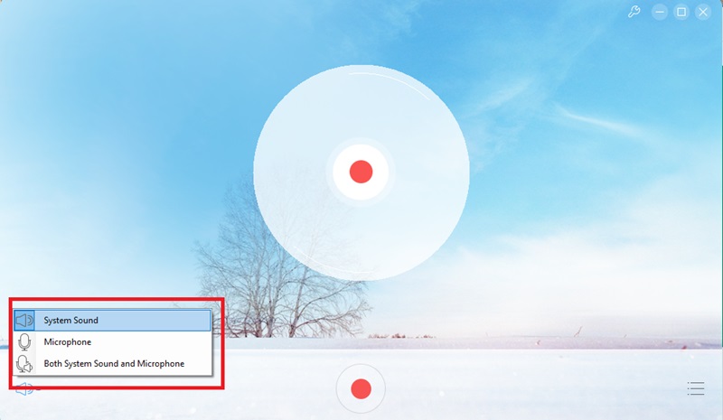 Select the Recording Option