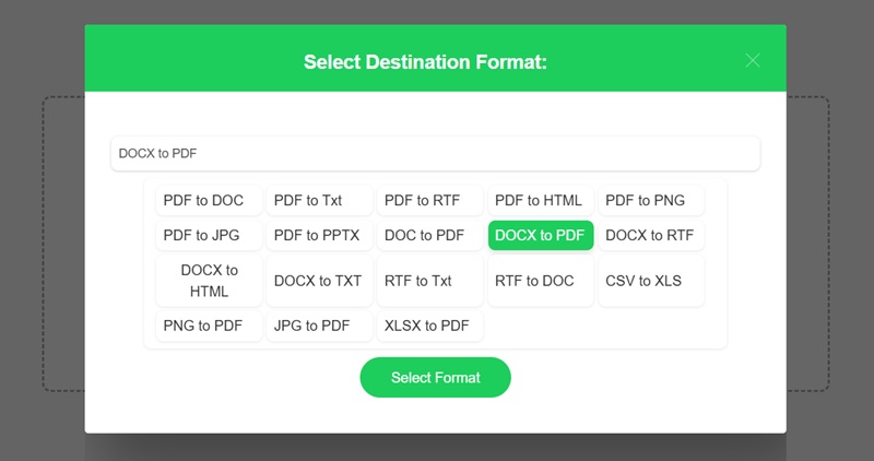 choose docx to pdf