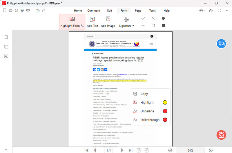 highlight pdf with pdfgear