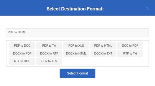 Select the output format